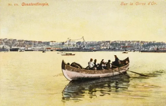 Framed Print : Constantinople - Rowing on the Golden Horn Framed Print : Constantinople - Rowing on the Golden Horn