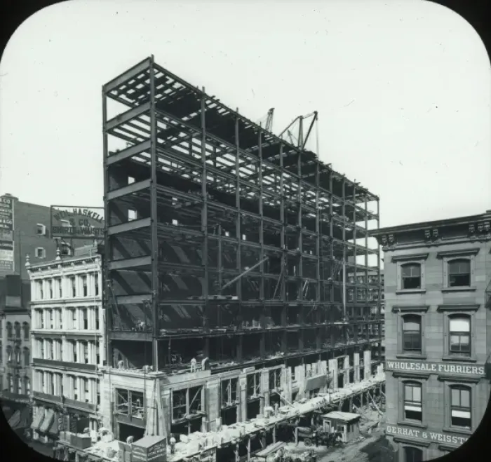 Framed Print : Constructing large building, N. York Framed Print : Constructing large building, N. York