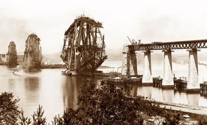 Framed Print : Construction of the Forth Railway Bridge Framed Print : Construction of the Forth Railway Bridge