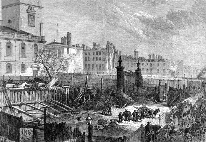 Framed Print : Construction of the Holborn Valley Viaduct, London, 1867 Framed Print : Construction of the Holborn Valley Viaduct, London, 1867