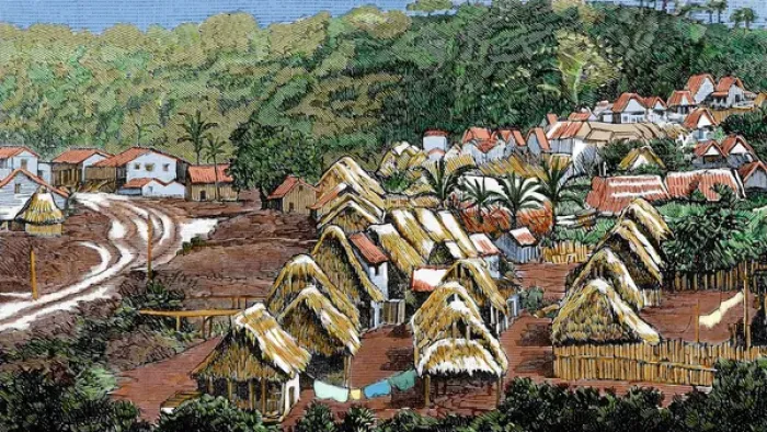 Framed Print : Construction of the Panama Canal. Workers camp in the Highla Framed Print : Construction of the Panama Canal. Workers camp in the Highla
