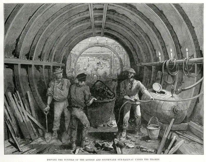 Framed Print : Construction of underground railway King William Street 1888 Framed Print : Construction of underground railway King William Street 1888