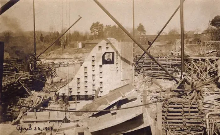 Framed Print : Construction of Vernon Dam, Vermont, USA Framed Print : Construction of Vernon Dam, Vermont, USA