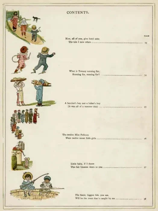 Framed Print : Contents page, Under the Window by Kate Greenaway Framed Print : Contents page, Under the Window by Kate Greenaway