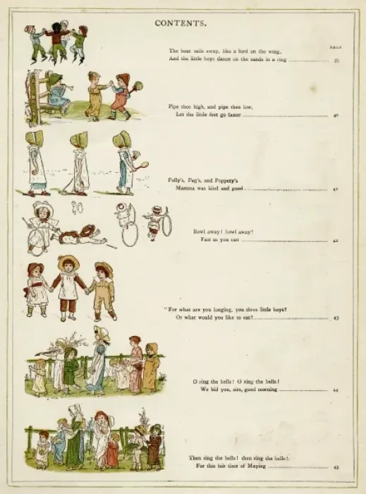 Framed Print : Contents page, Under the Window by Kate Greenaway Framed Print : Contents page, Under the Window by Kate Greenaway