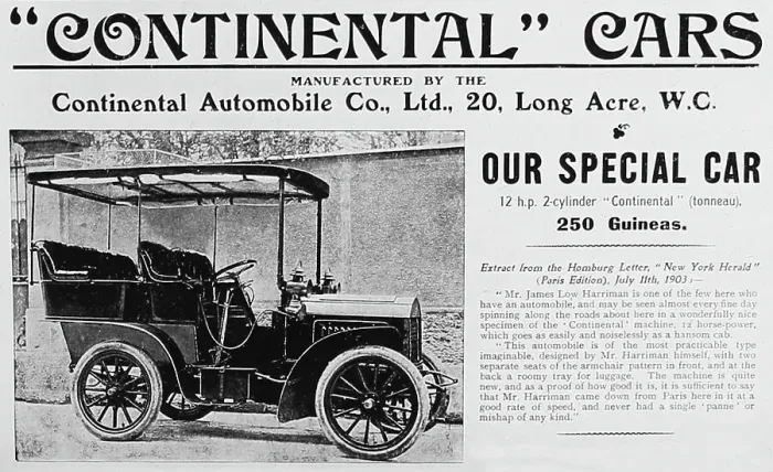 Framed Print : Continental veteran car advertisement, early 1900s Framed Print : Continental veteran car advertisement, early 1900s