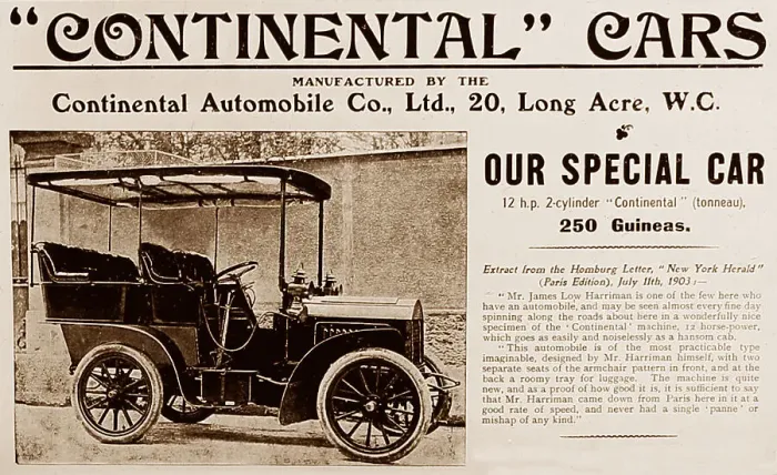 Framed Print : Continental veteran car advertisement, early 1900s Framed Print : Continental veteran car advertisement, early 1900s