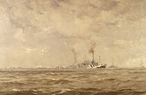 Convoy of dazzled ships, English Channel, WW1