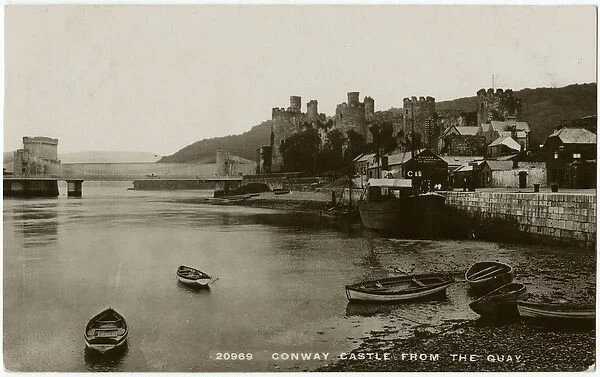 Conwy Castle and Suspension Bridge, Wales - from the Quay