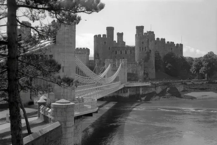 Framed Print : The Conwy Suspension Bridge in North Wales Framed Print : The Conwy Suspension Bridge in North Wales