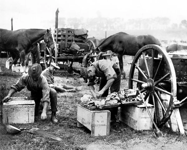 Cook preparing food for British troops, Western Front, WW1
