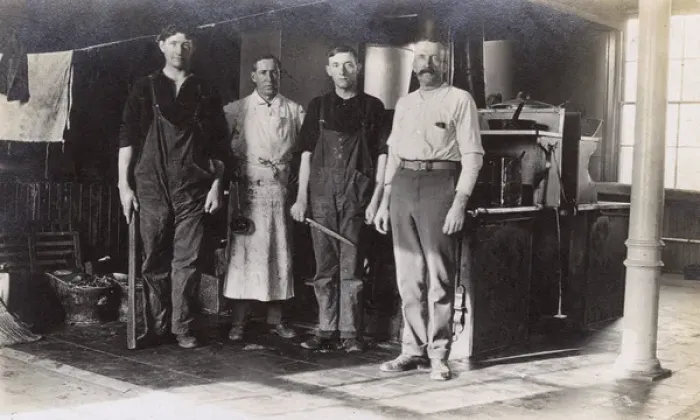 Framed Print : Four cooks inside their work premises, USA Framed Print : Four cooks inside their work premises, USA