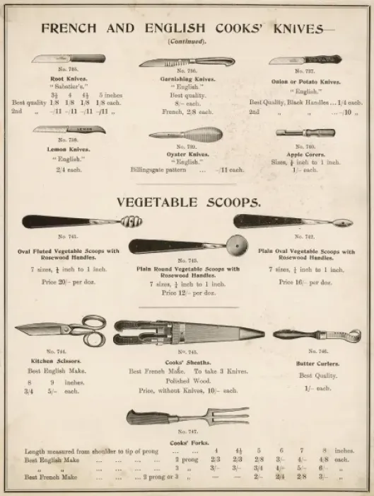 Framed Print : COOKS KNIVES 1900 Framed Print : COOKS KNIVES 1900