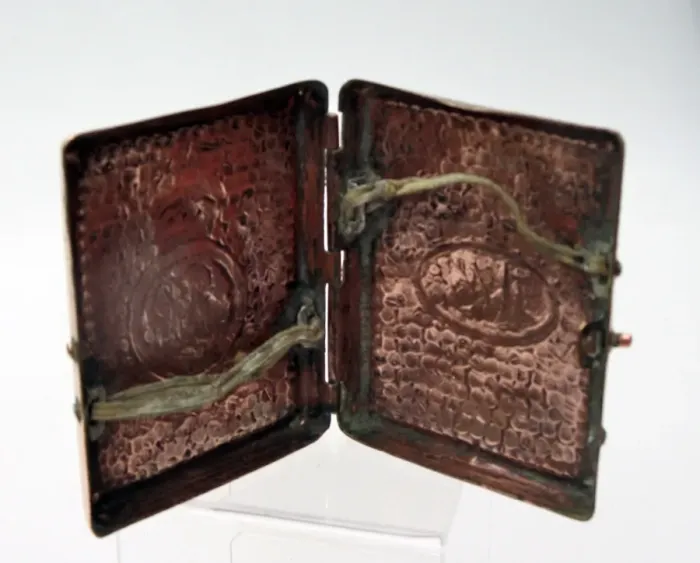 Framed Print : Copper cigarette box with Royal Engineers badge, WW1 Framed Print : Copper cigarette box with Royal Engineers badge, WW1