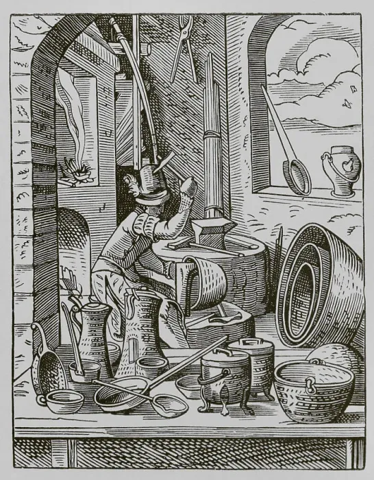 Framed Print : Coppersmith, 16th century. Engraving Framed Print : Coppersmith, 16th century. Engraving