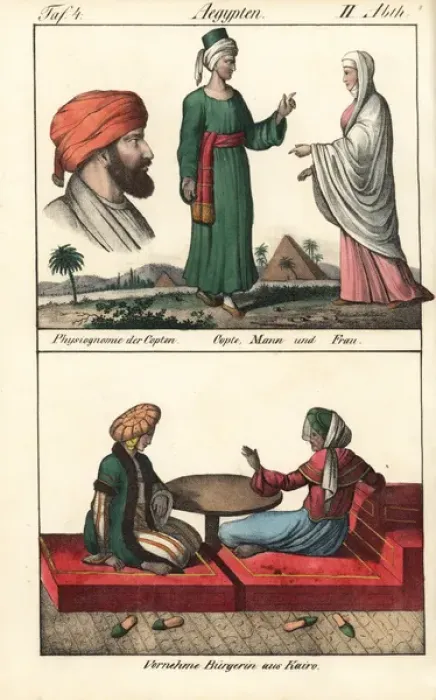 Framed Print : Coptic man and woman in front of the pyramids Framed Print : Coptic man and woman in front of the pyramids