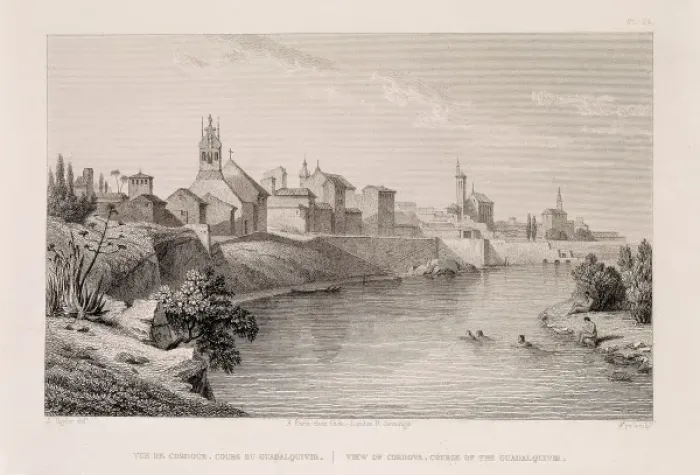 Framed Print : Cordoba (19th c. ). Guadalquivir river. Etching Framed Print : Cordoba (19th c. ). Guadalquivir river. Etching
