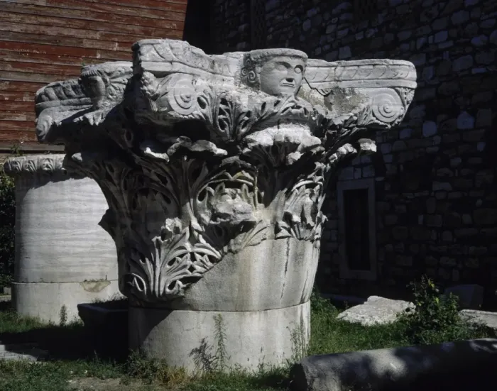 Framed Print : Corinthian capital with acanthus leaves. Garden of Topkapi P Framed Print : Corinthian capital with acanthus leaves. Garden of Topkapi P