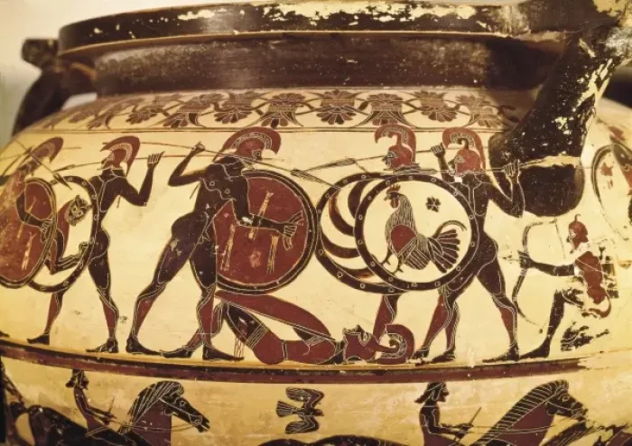Framed Print : Corinthian Krater with a battle scene. 6th c Framed Print : Corinthian Krater with a battle scene. 6th c