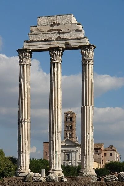 Corinthian pillars in Roman Forum, Rome, Italy