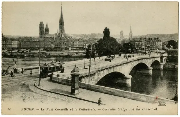 Framed Print : Corneille Bridge and Cathedral - Rouen, France Framed Print : Corneille Bridge and Cathedral - Rouen, France