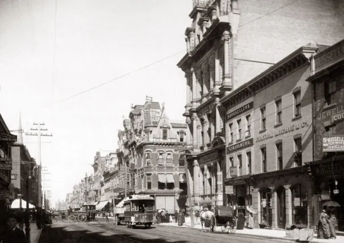 Framed Print : Corner of King and Yonge Streets, Toronto, Canada, circa 1900. Date: circa 1900 Framed Print : Corner of King and Yonge Streets, Toronto, Canada, circa 1900. Date: circa 1900