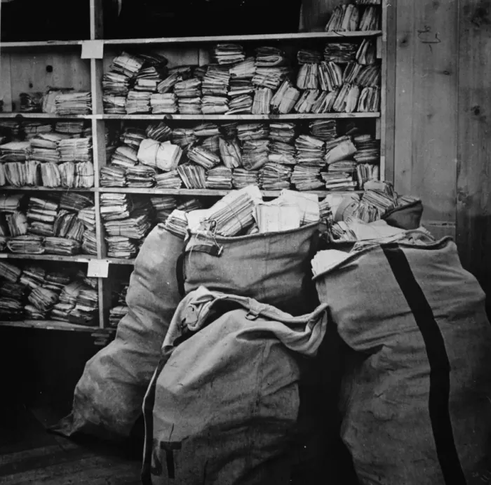 Framed Print : A corner in the mail room of the central information bureau Framed Print : A corner in the mail room of the central information bureau
