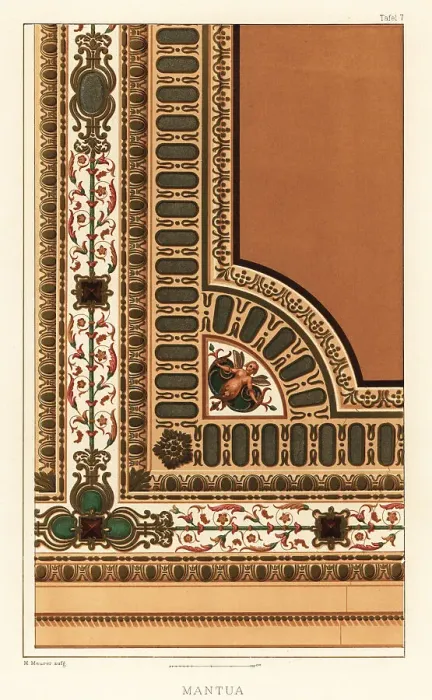 Framed Print : Corner of a painted ceiling in the Ducal Palace, Mantua, 16thC Framed Print : Corner of a painted ceiling in the Ducal Palace, Mantua, 16thC