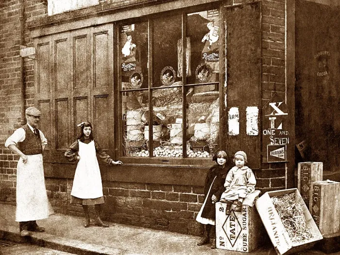 Framed Print : Corner Shop early 1900s Framed Print : Corner Shop early 1900s