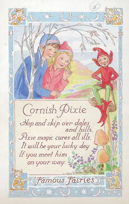 Framed Print : Cornish Pixie Sub-title Famous Fairies Text Hop Framed Print : Cornish Pixie Sub-title Famous Fairies Text Hop