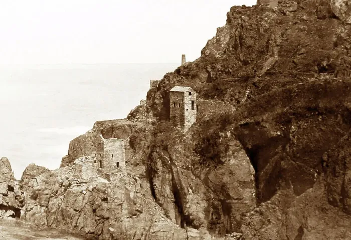 Framed Print : A Cornish Tin Mine, Botallack, Victorian period Framed Print : A Cornish Tin Mine, Botallack, Victorian period