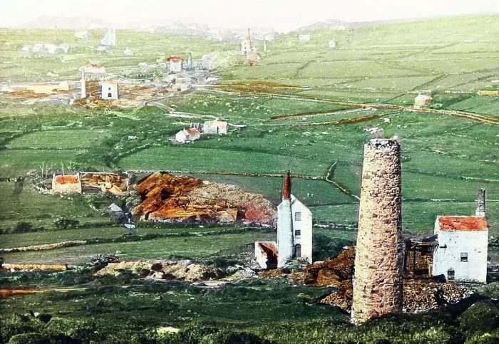 Framed Print : Cornish tin mines, Rosewall Hill, St. Ives, Victorian period Framed Print : Cornish tin mines, Rosewall Hill, St. Ives, Victorian period