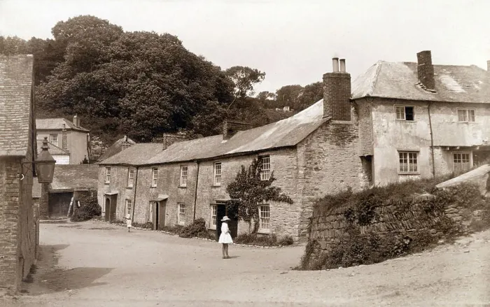 Framed Print : Cornish village scene - possibly St Mawes, Cornwall Framed Print : Cornish village scene - possibly St Mawes, Cornwall