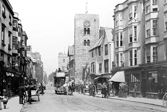 Framed Print : Cornmarket Street, Oxford, Victorian period Framed Print : Cornmarket Street, Oxford, Victorian period