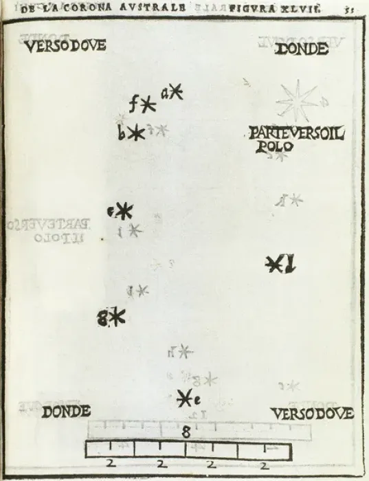 Framed Print : Corona Australis, constellation. Hemisphere. Engraving, 1559 Framed Print : Corona Australis, constellation. Hemisphere. Engraving, 1559