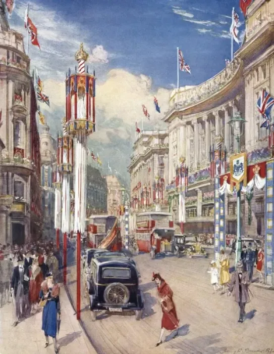 Framed Print : Coronation 1937 - Regent Street decorated Framed Print : Coronation 1937 - Regent Street decorated