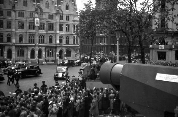 Coronation. BBC camera opposite Abbey entrance