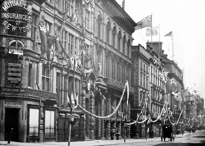 Framed Print : Coronation decorations, Dale Street, Liverpool, early 1900s Framed Print : Coronation decorations, Dale Street, Liverpool, early 1900s