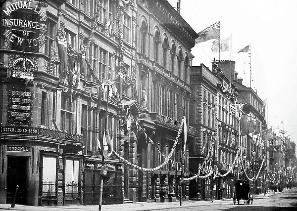 Coronation decorations, Dale Street, Liverpool, early 1900s