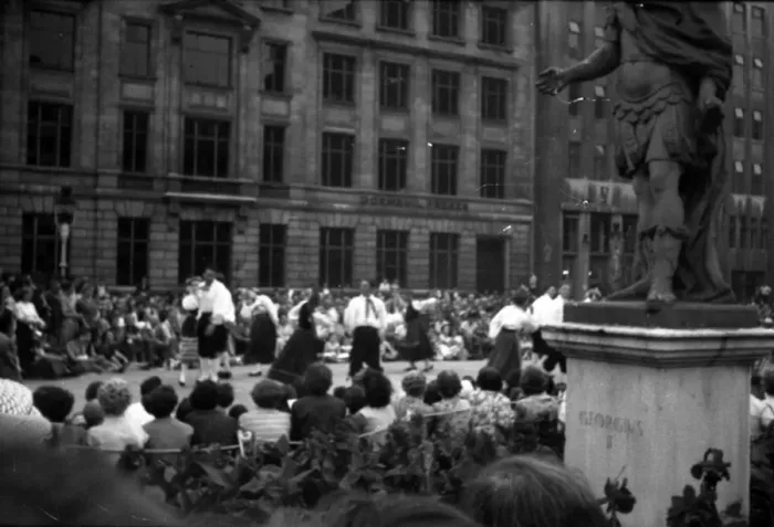 Framed Print : Coronation. Folk dancing, evening Golden Sq Framed Print : Coronation. Folk dancing, evening Golden Sq