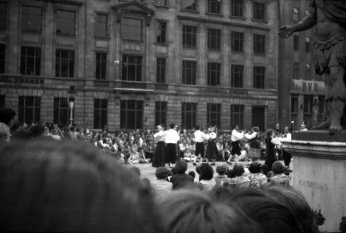 Framed Print : Coronation. Folk dancing, evening Golden Sq Framed Print : Coronation. Folk dancing, evening Golden Sq
