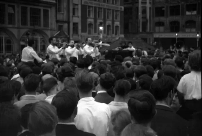 Framed Print : Coronation. Jazz band, Golden Square W1 Framed Print : Coronation. Jazz band, Golden Square W1