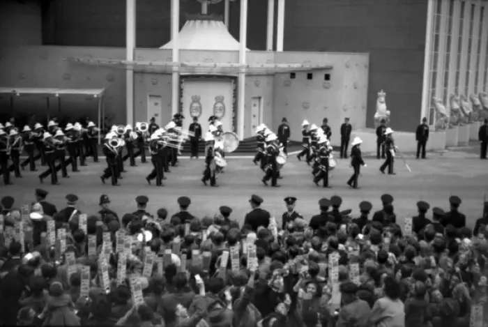 Framed Print : Coronation. Marines band march past Abbey Framed Print : Coronation. Marines band march past Abbey