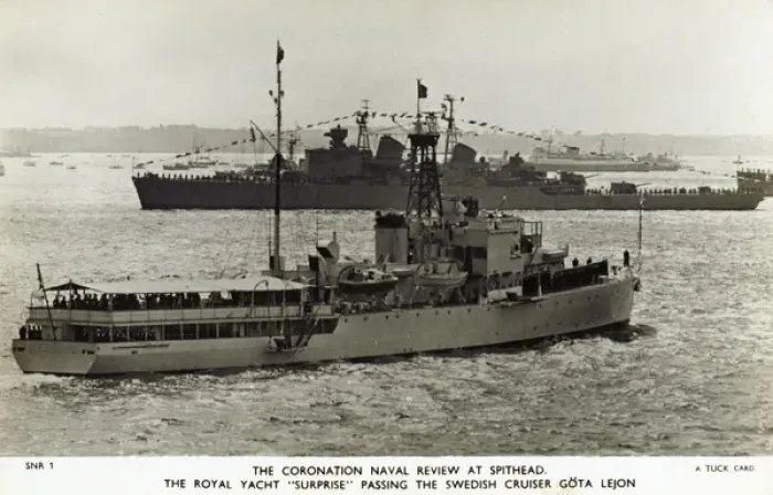 Framed Print : Coronation Naval Review at Spithead - Royal Yacht Surprise Framed Print : Coronation Naval Review at Spithead - Royal Yacht Surprise