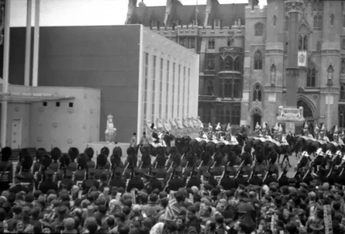 Framed Print : Coronation. Queen Mothers escort moves away Framed Print : Coronation. Queen Mothers escort moves away