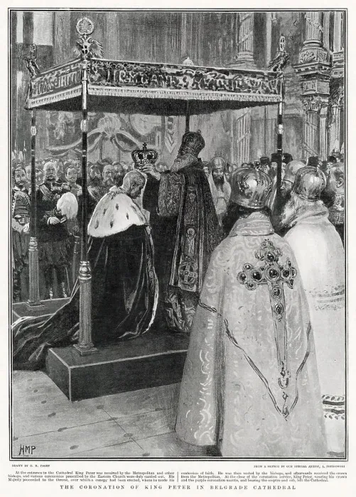 Framed Print : Coronation service of King Peter of Serbia in St. Michael's Cathedral in Belgrade. Date: 21st September 1904 Framed Print : Coronation service of King Peter of Serbia in St. Michael's Cathedral in Belgrade. Date: 21st September 1904
