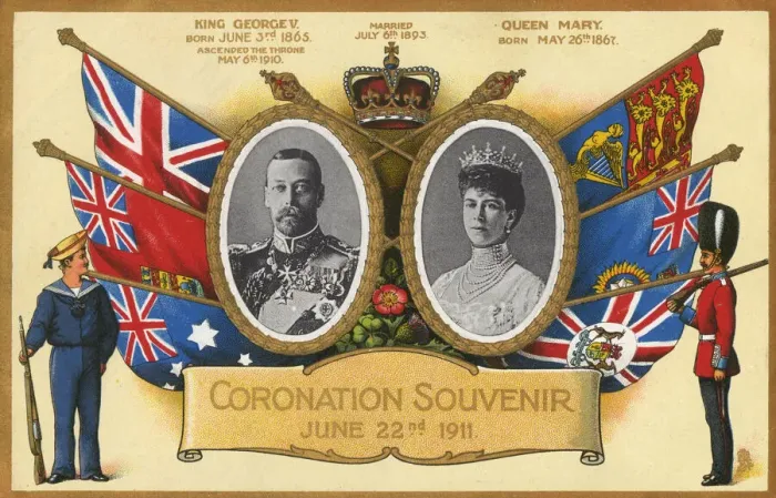 Framed Print : Coronation Souvenir - King George V (1865-1936) and Queen Mary (1867-1953) - June 22, 1911. Date: 1911 Framed Print : Coronation Souvenir - King George V (1865-1936) and Queen Mary (1867-1953) - June 22, 1911. Date: 1911