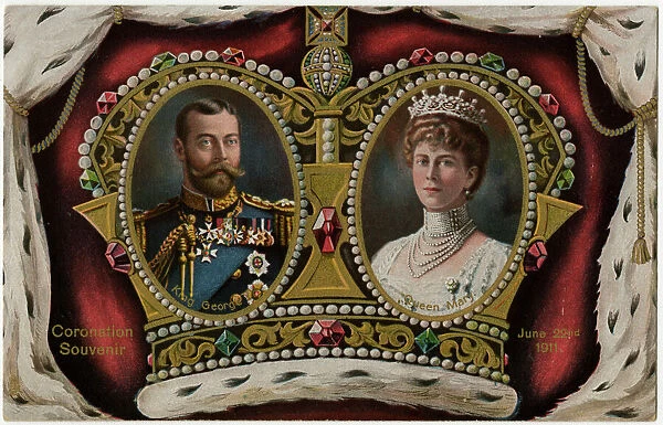 Coronation Souvenir Postcard - King George V and Queen Mary