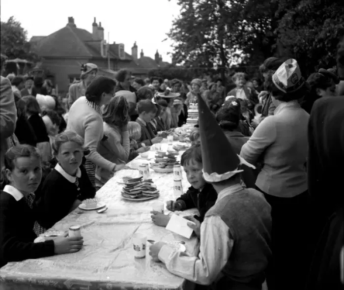 Framed Print : Coronation street party, Walton-on-the-Naze, Essex Framed Print : Coronation street party, Walton-on-the-Naze, Essex