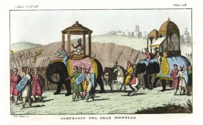 Framed Print : Cortege of a Mughal ruler in India Framed Print : Cortege of a Mughal ruler in India